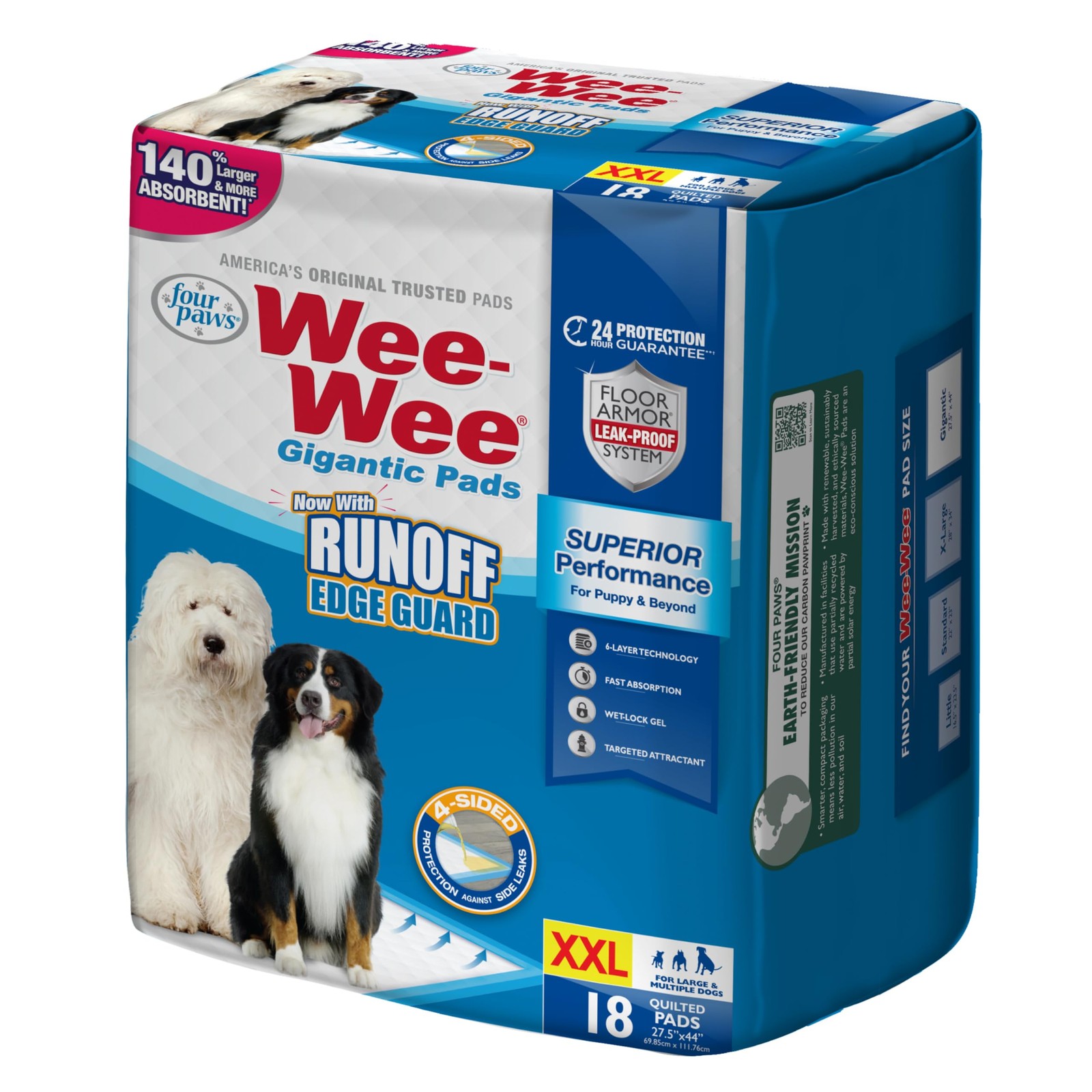 Four Paws Wee-Wee Superior Performance Pee Pads for Dogs 27.5″ x 44″, White