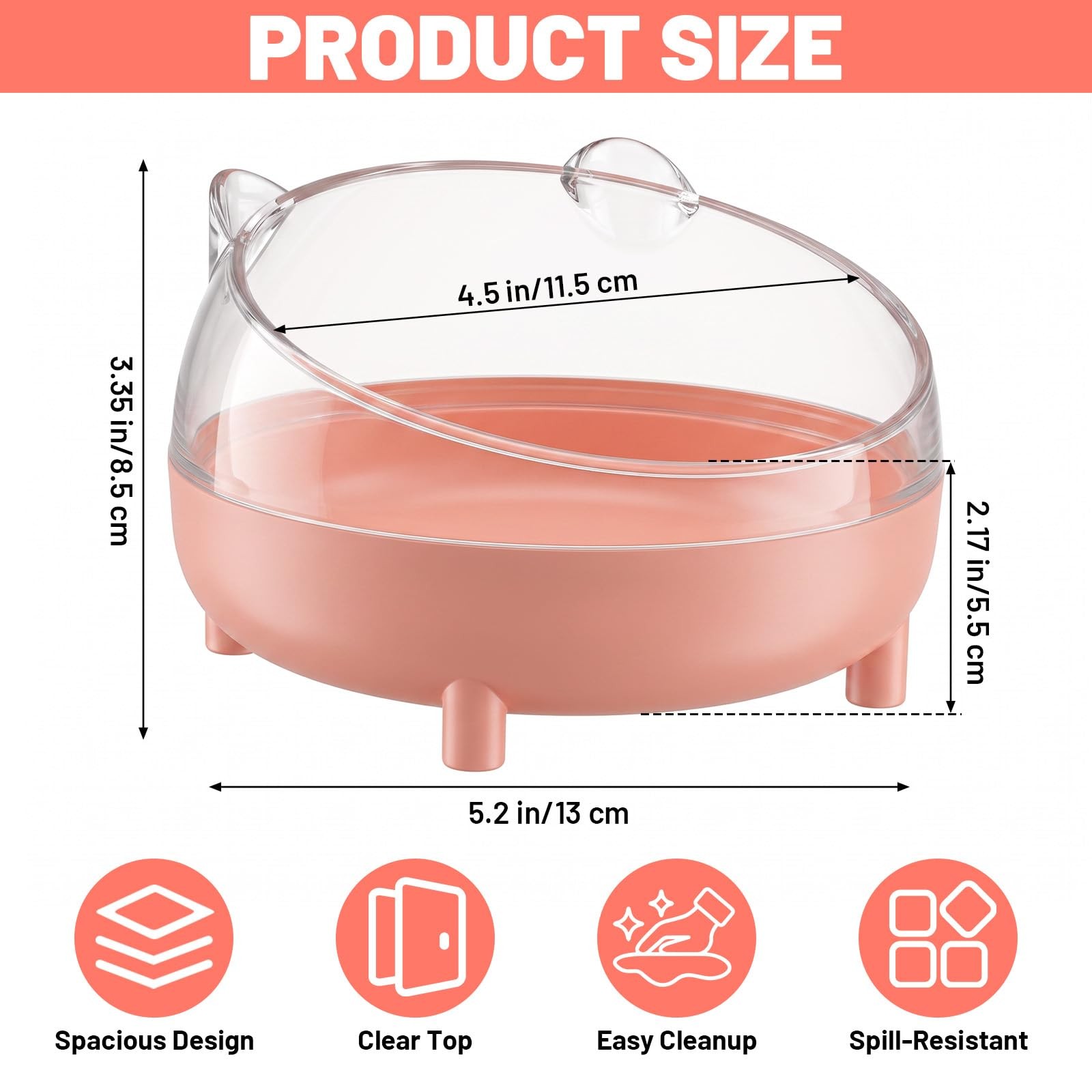 Pink Hamster Sand Bath Container Plastic Dust Bath Small Animal Bathroom