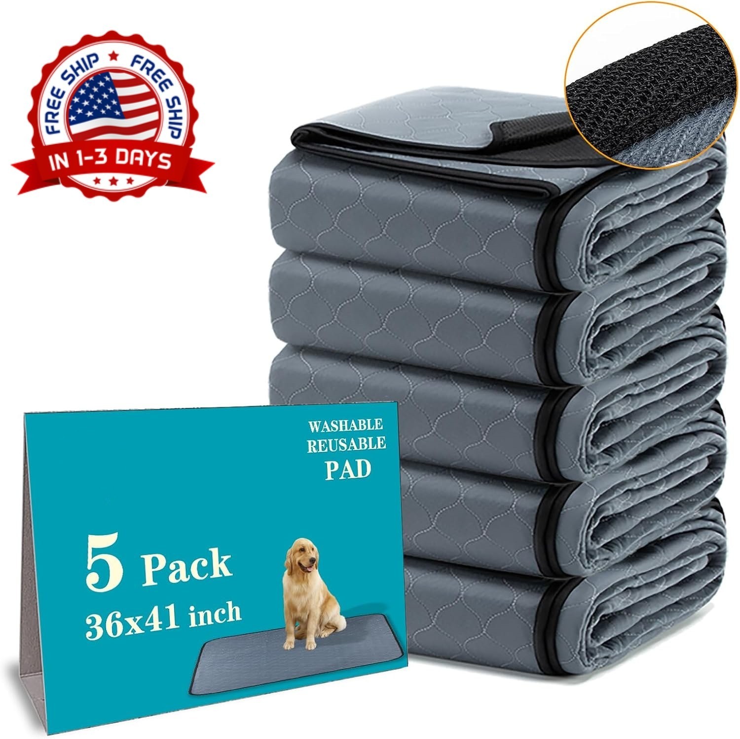 Alfombras Lavables para Perros 36×41 Paquete de 5 Reutilizables Antidesliz