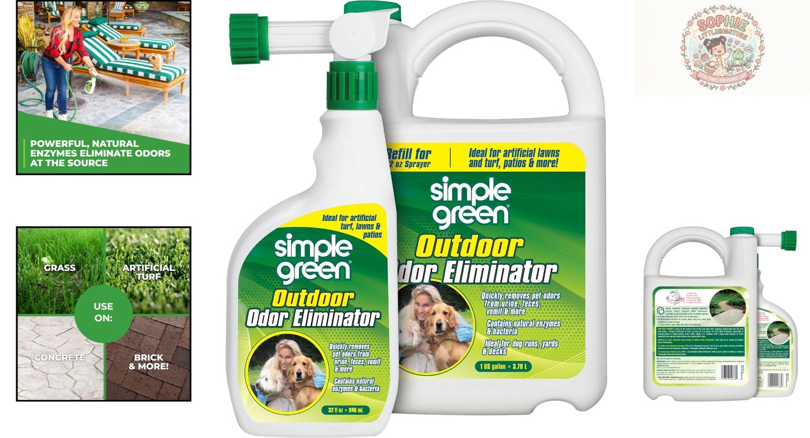 Powerful Outdoor Odor Eliminator for Pet Areas – 32 oz Sprayer & 1 Gallon Refill