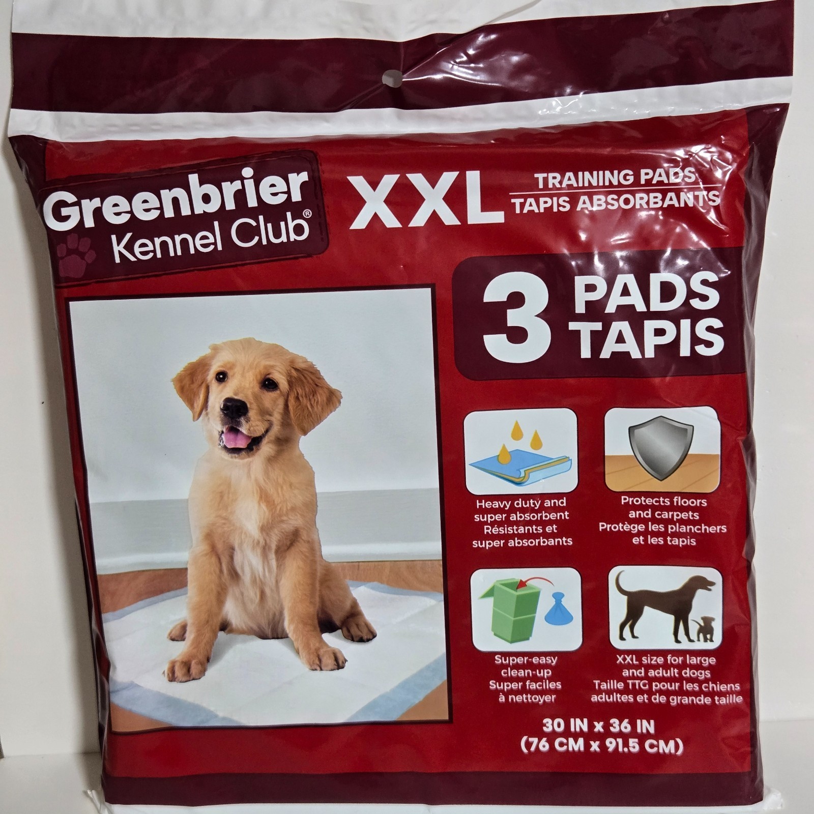 Greenbrier 3 XXL Training Absorbents Pads for Dogs (30 in x 36 in)