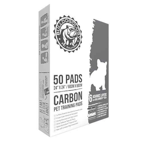 Bulldoglogy Carbon Black Puppy Pads with Adhesive Tape – Large Charcoal House…