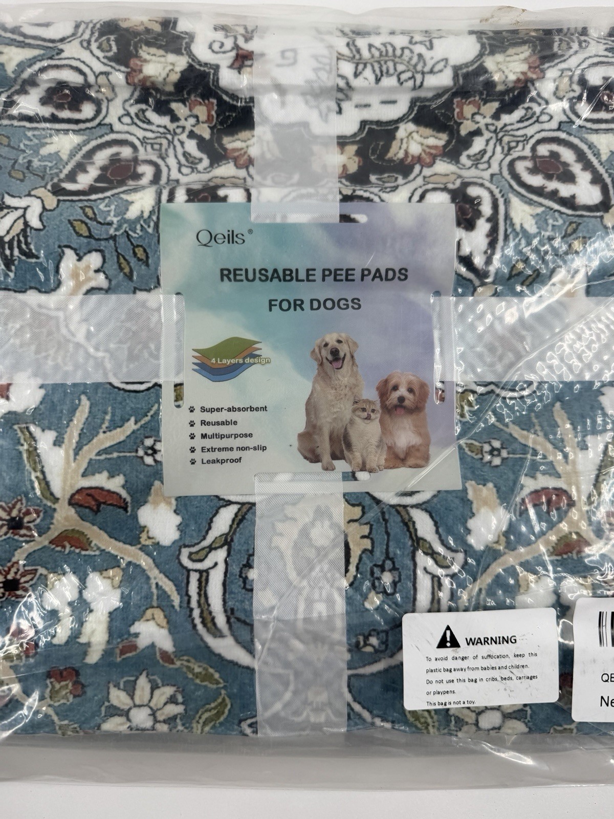 Qeils Washable Pee Pads for Dogs, 2 Pack Reusable Puppy Pads 36″X41″