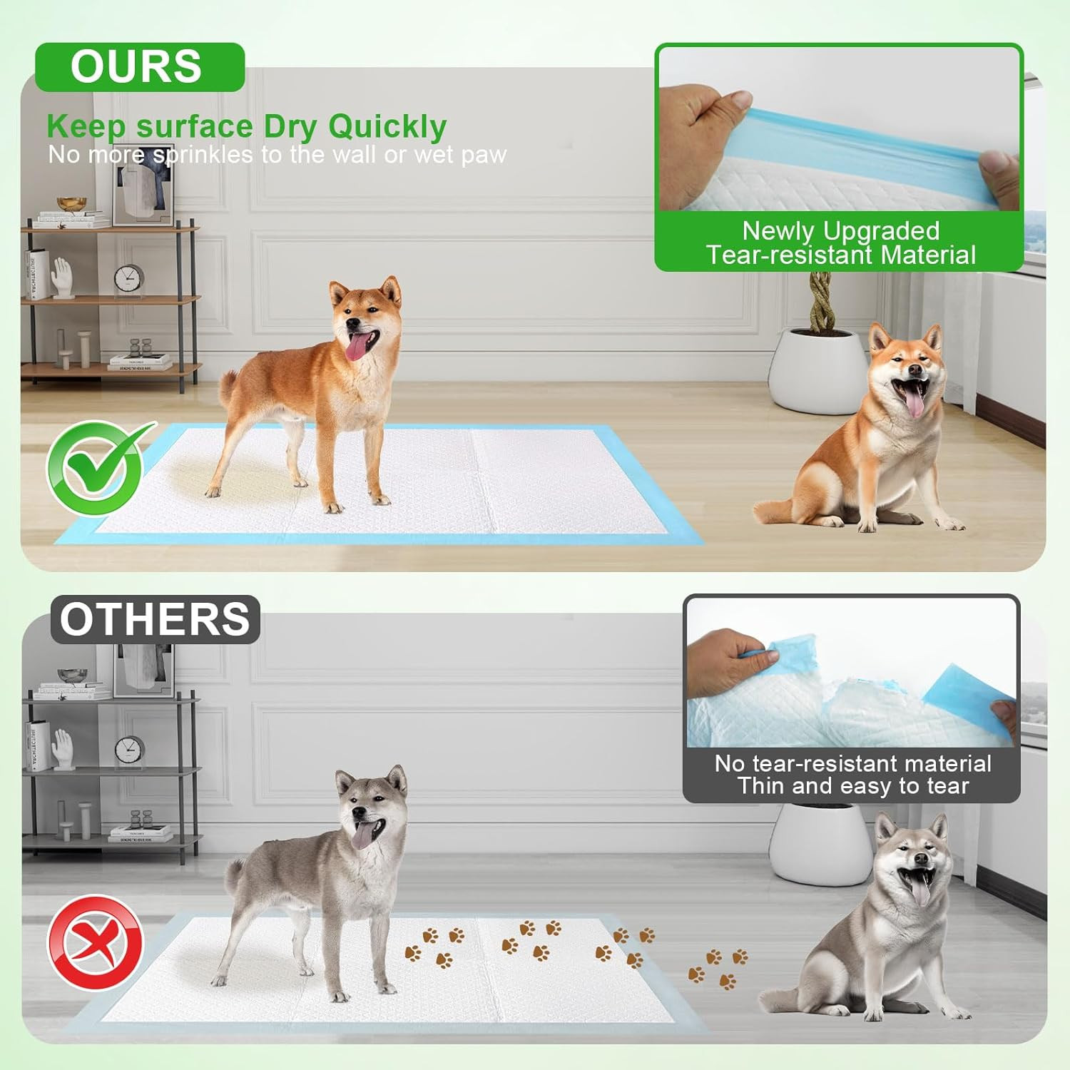 Pee Pads for Dogs & Cats, Extra Large 36″X51″, 40 Count, Blue, Polymer, Polyethy