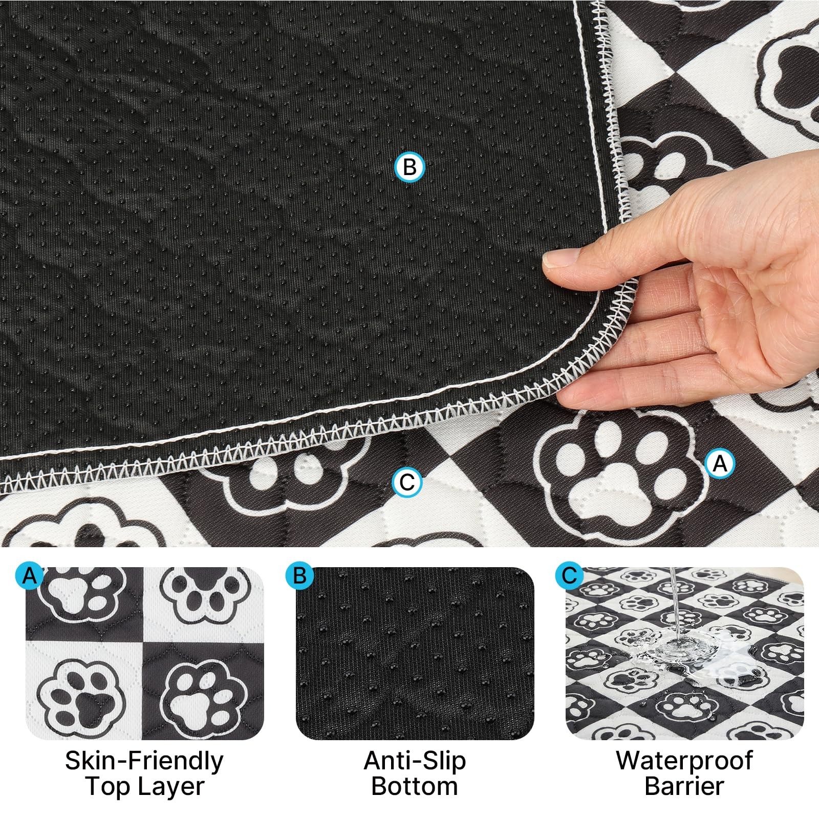 OMAGAI Pee Pads Black+white 36x36in 2pk