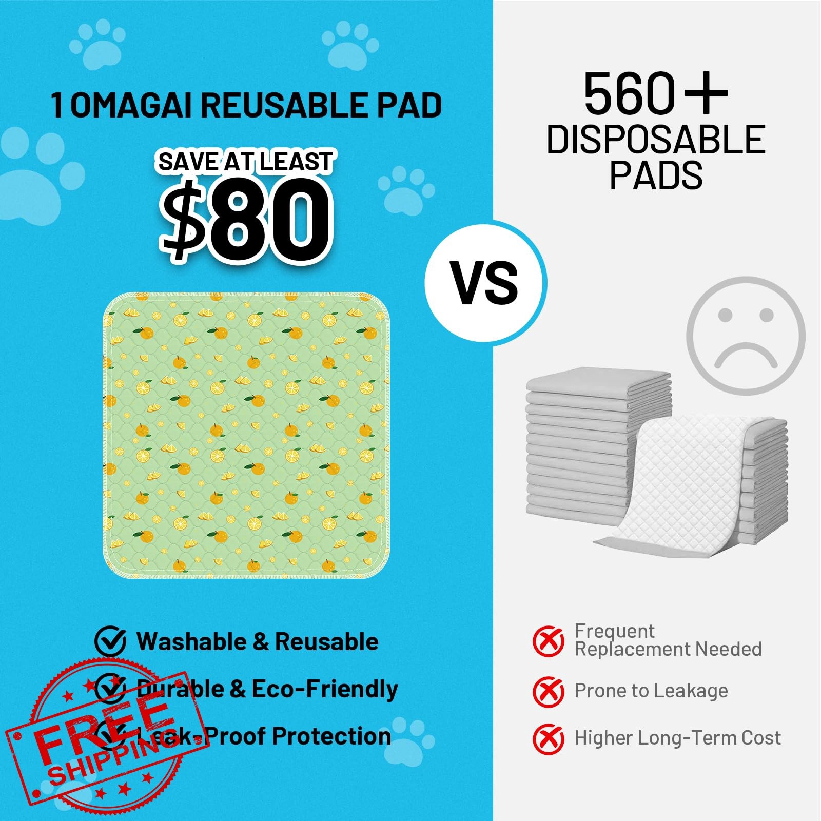 OMAGAI Pee Pad Green 24x36in Pack of 2