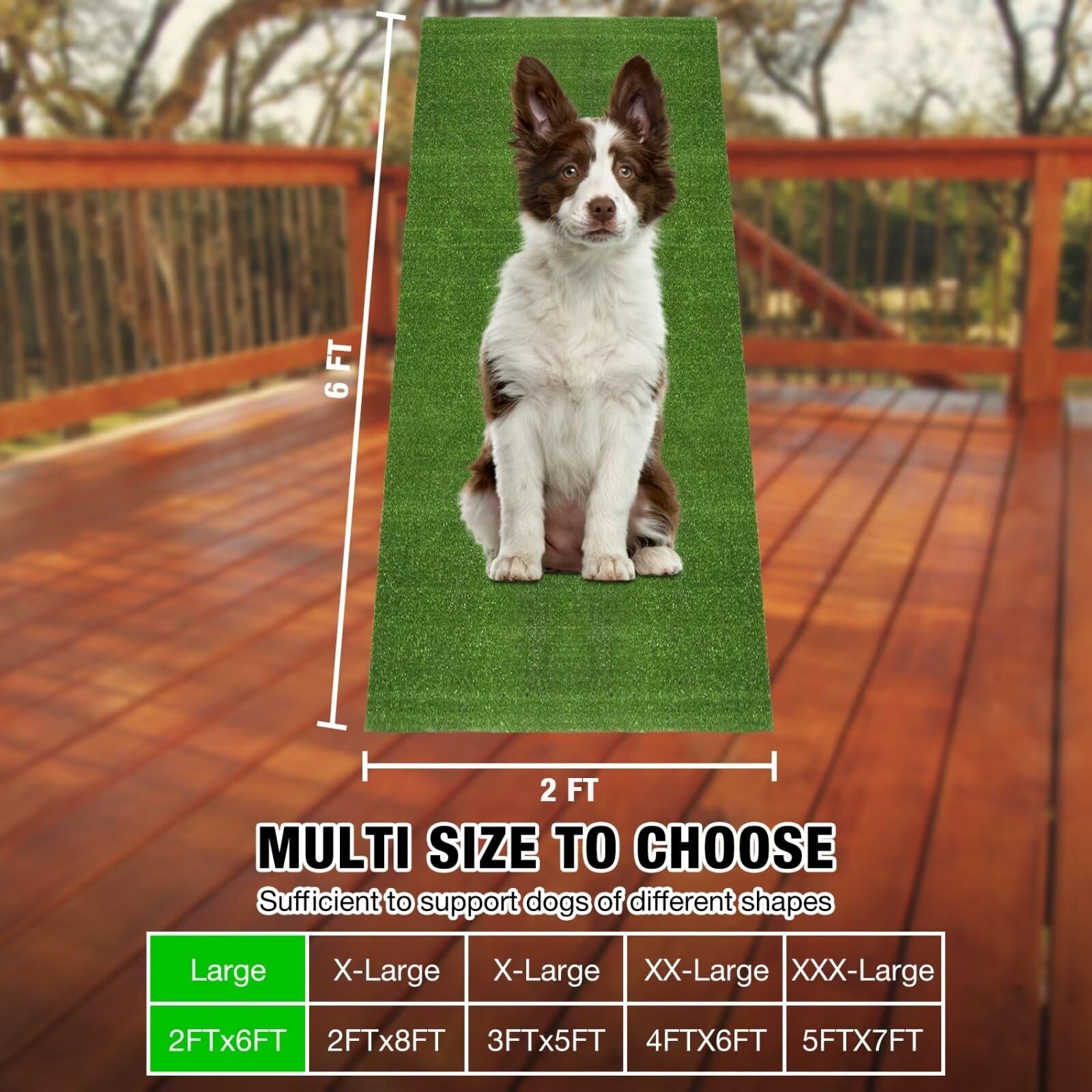 GLOBREEN Fake Grass Pee Pads for Dogs Potty – 2FTx6FT Reusable 2FTX6FT, Green