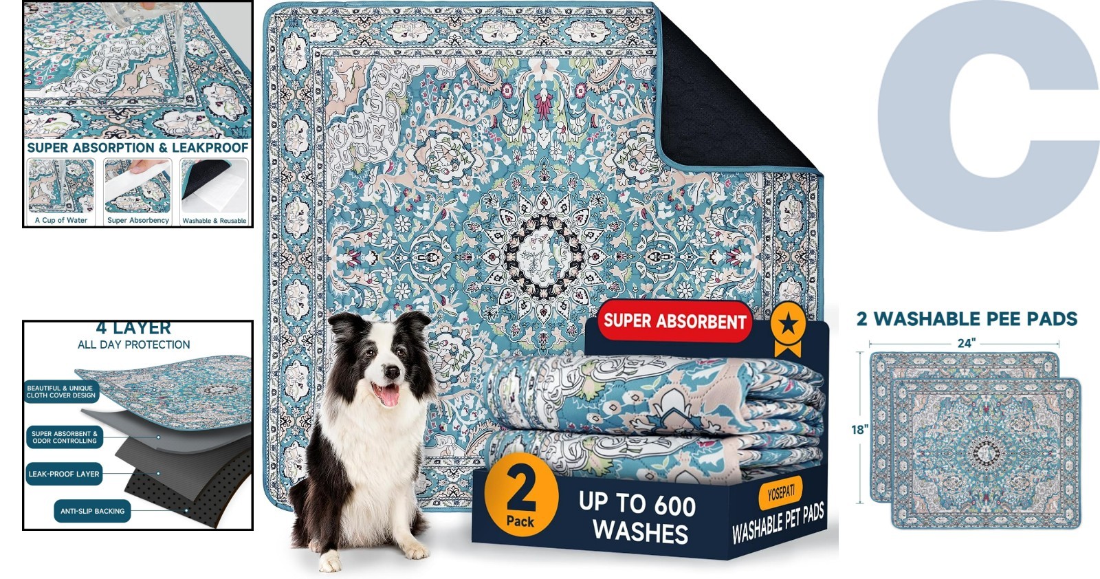 2026 Upgraded Reusable Dog Training Pads – Waterproof & Eco-Friendly, 2-Pack