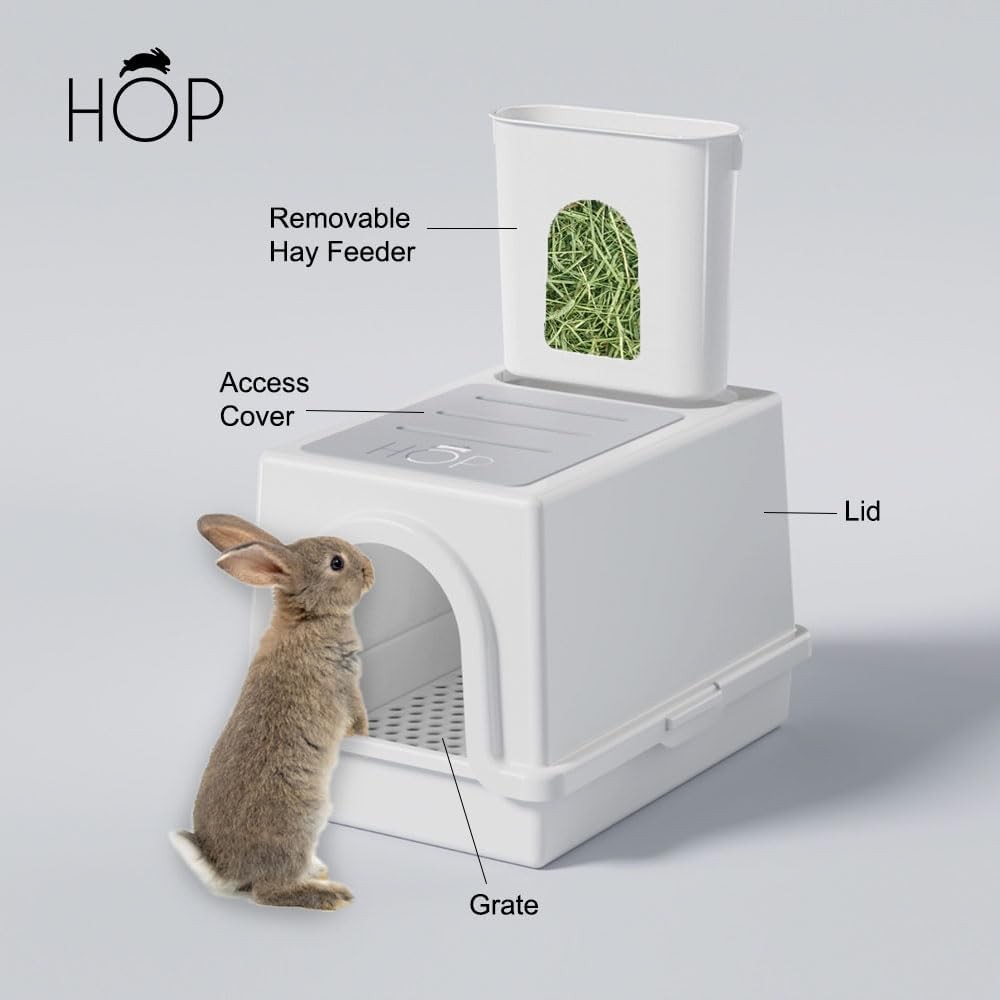 HOP Rabbit Litter Box, Less Mess with Built-in GRID ONLY, RABBIT LITTER BOX