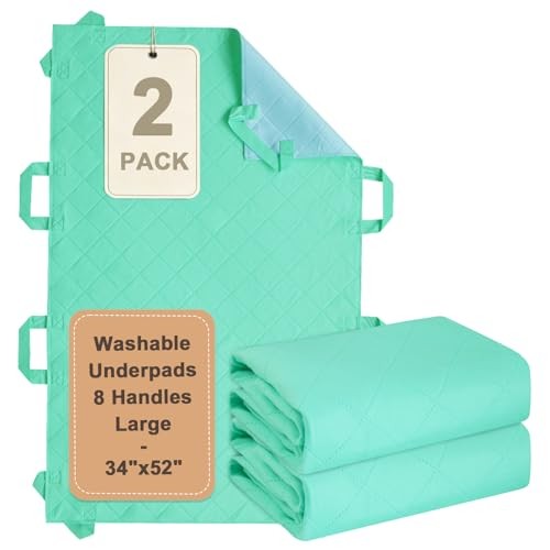 Positioning Bed Pads 2 Pack with 8 Reinforced Handles, 34” 34″x52″ (Pack of 2)