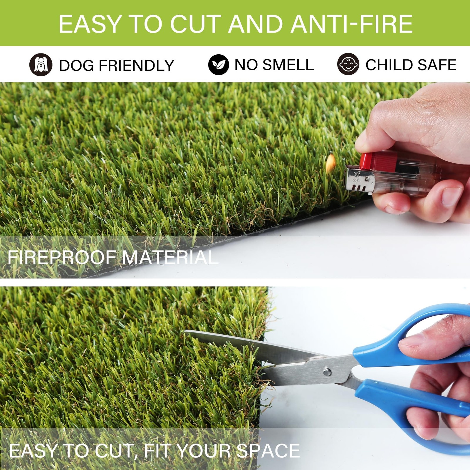 SUNTURF Dog Grass Pads 5 x 8 FT 0.8 Inch High Pile Artificial Grass Green