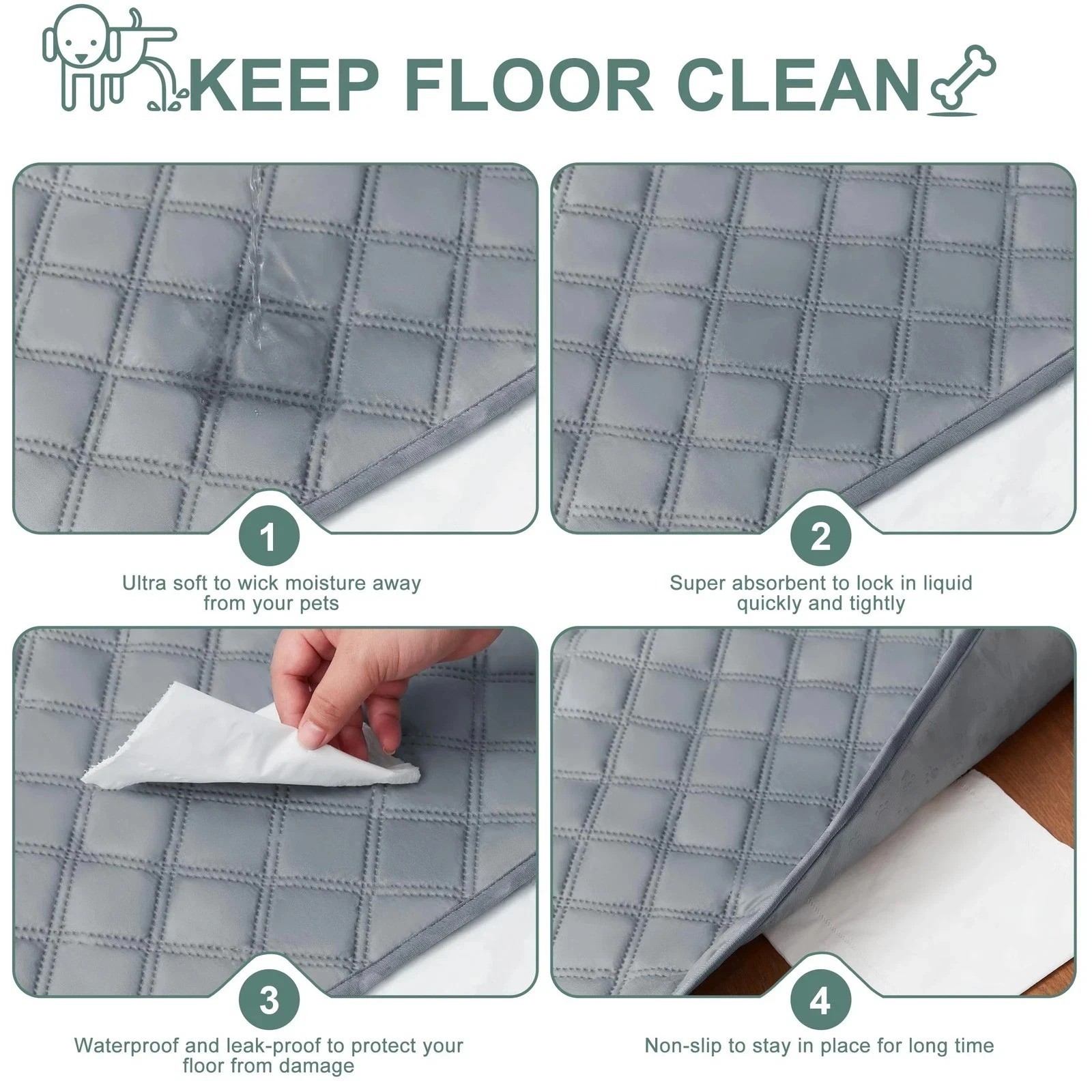 Reusable Washable Pee Pads for Dogs Large/Extra Large 36” X 41” 2 Pack, Absorb