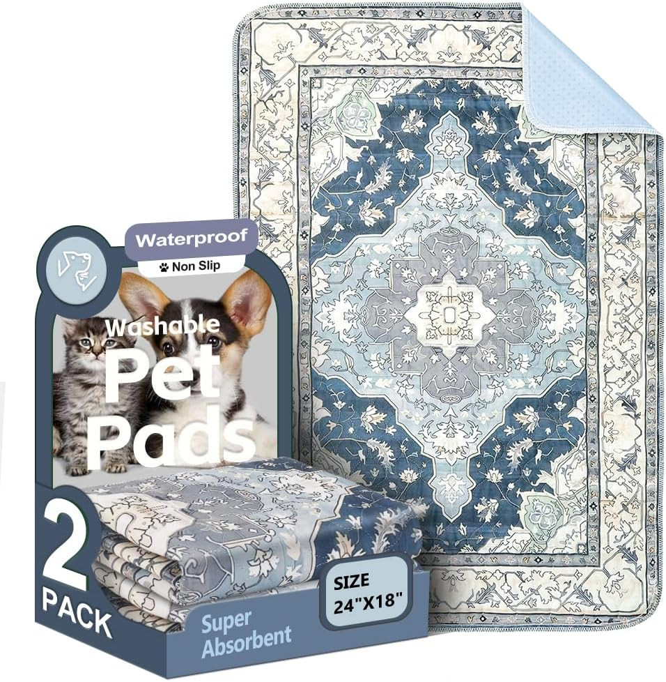 Washable Pee Pads for Dogs 2 Pack Reusable Puppy Training Pads 24″X18″ Super Abs