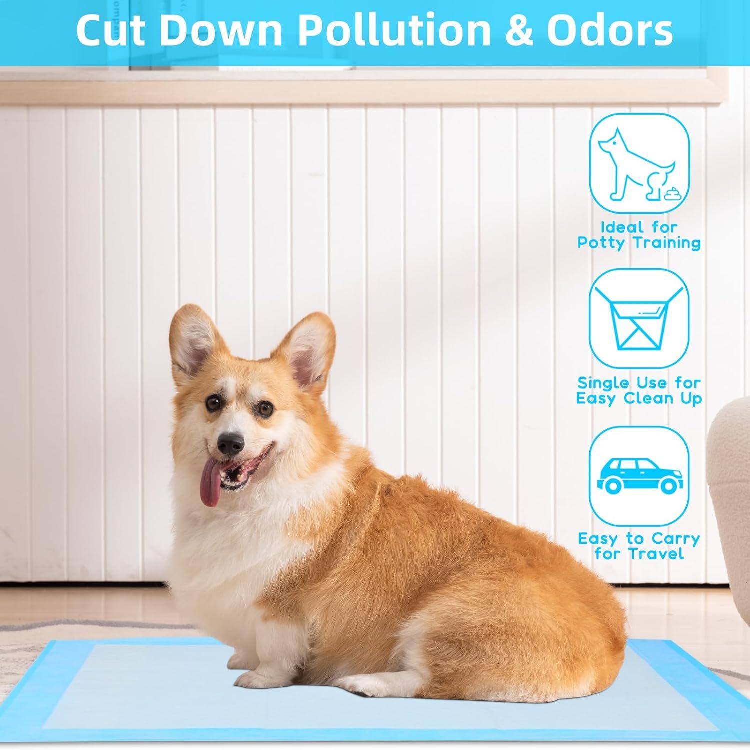 Super Absorbent Waterproof Dog and Puppy Pet Training Pad 17.6″x23.6″ (50PCS)