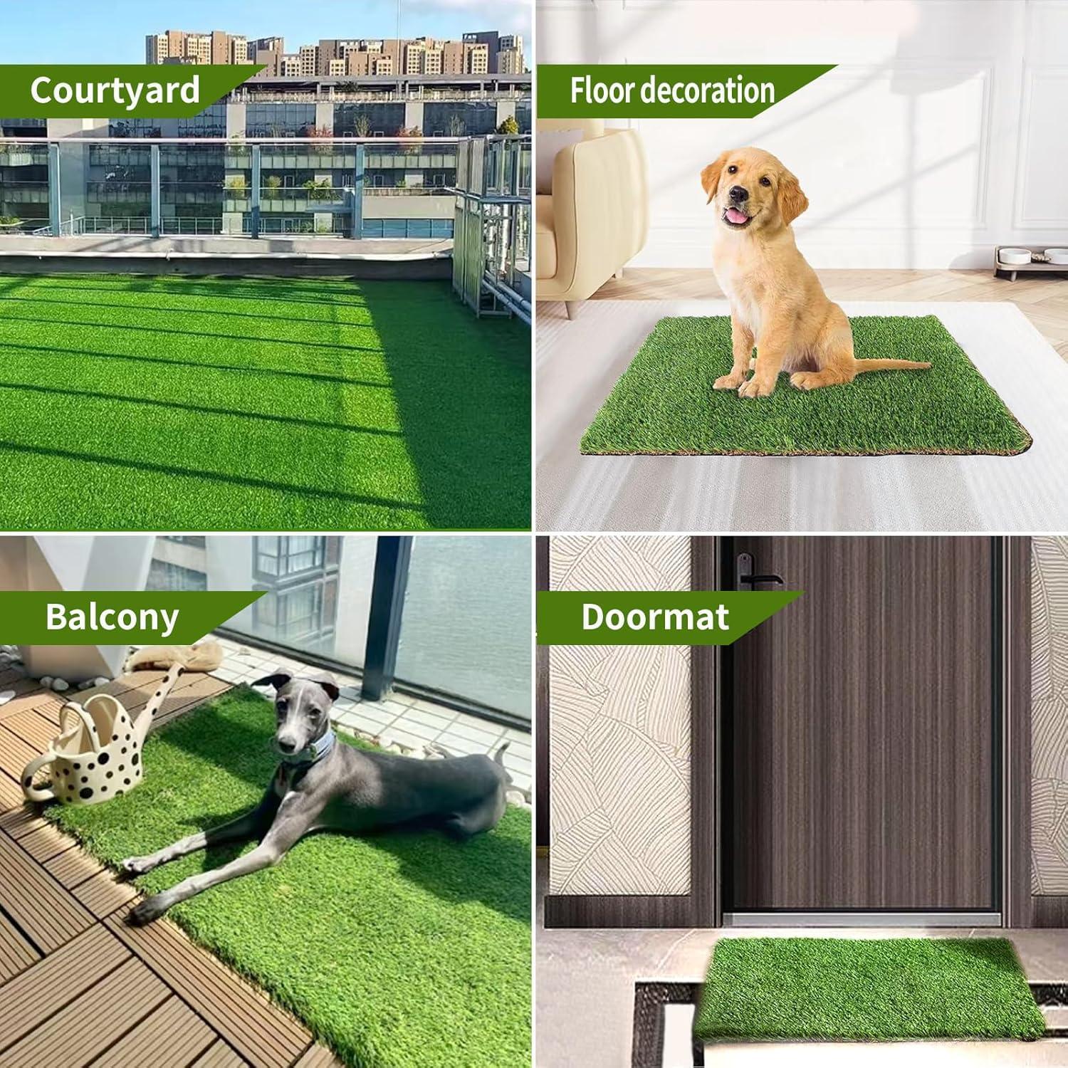 2PCS 20×30″ Dog Grass Pee Pad, Artificial Grass Turf Rug For Pet, Fake Grass Pad