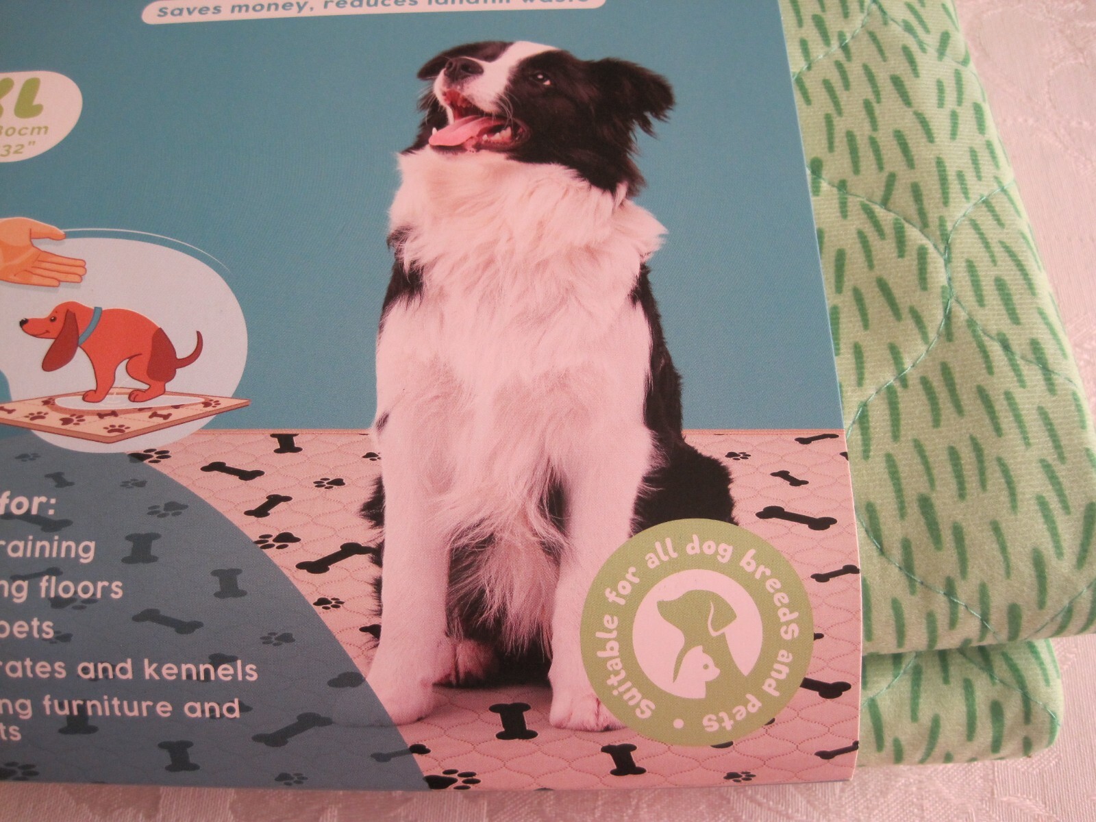 POTTY BUDDY REUSABLE WASHABLE HOUSE TRAINING POTTY PAD-GREEN