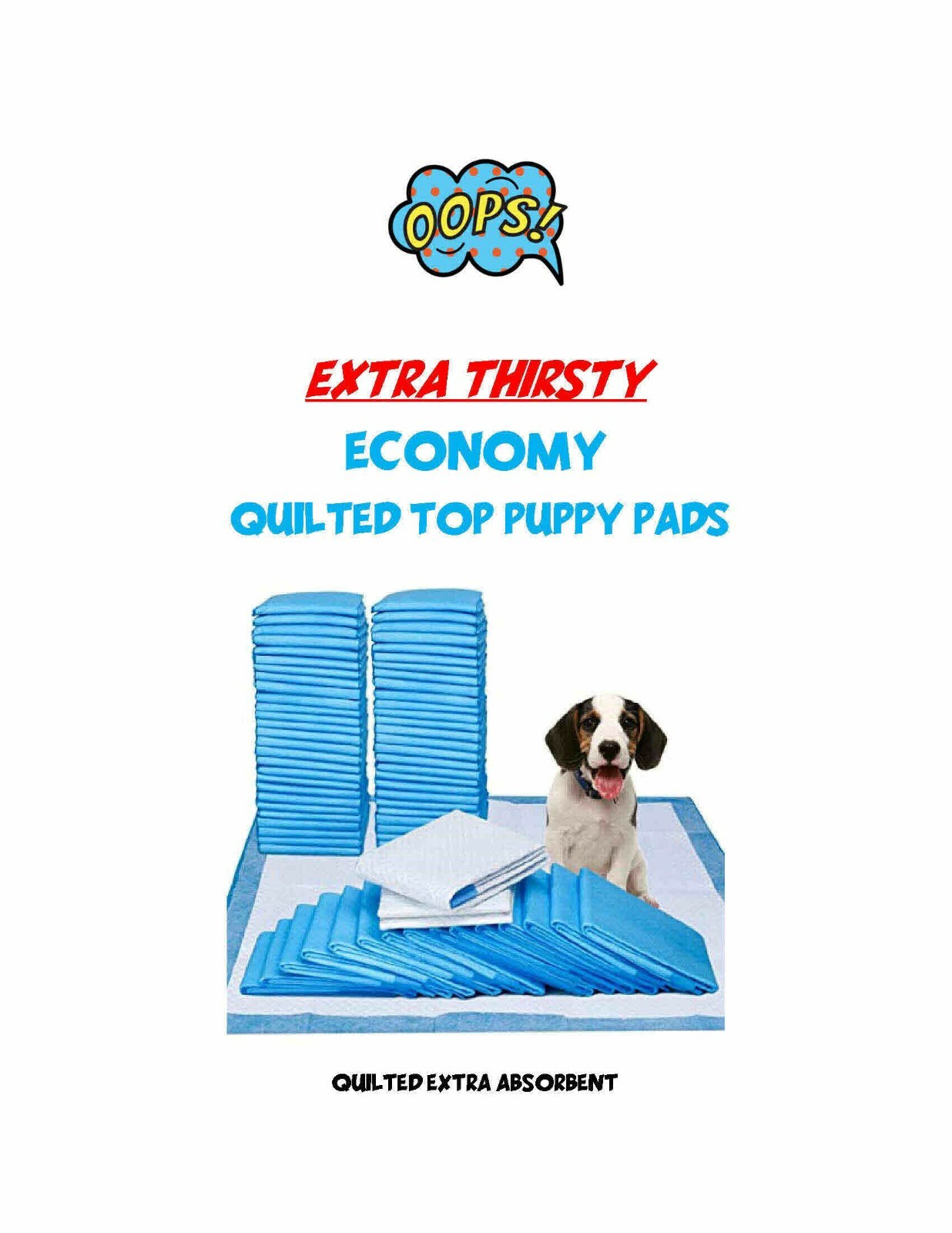 300 23×36″ Extra Thirsty Quilted Top Extra Absorbent Economy Puppy Piddle Pads