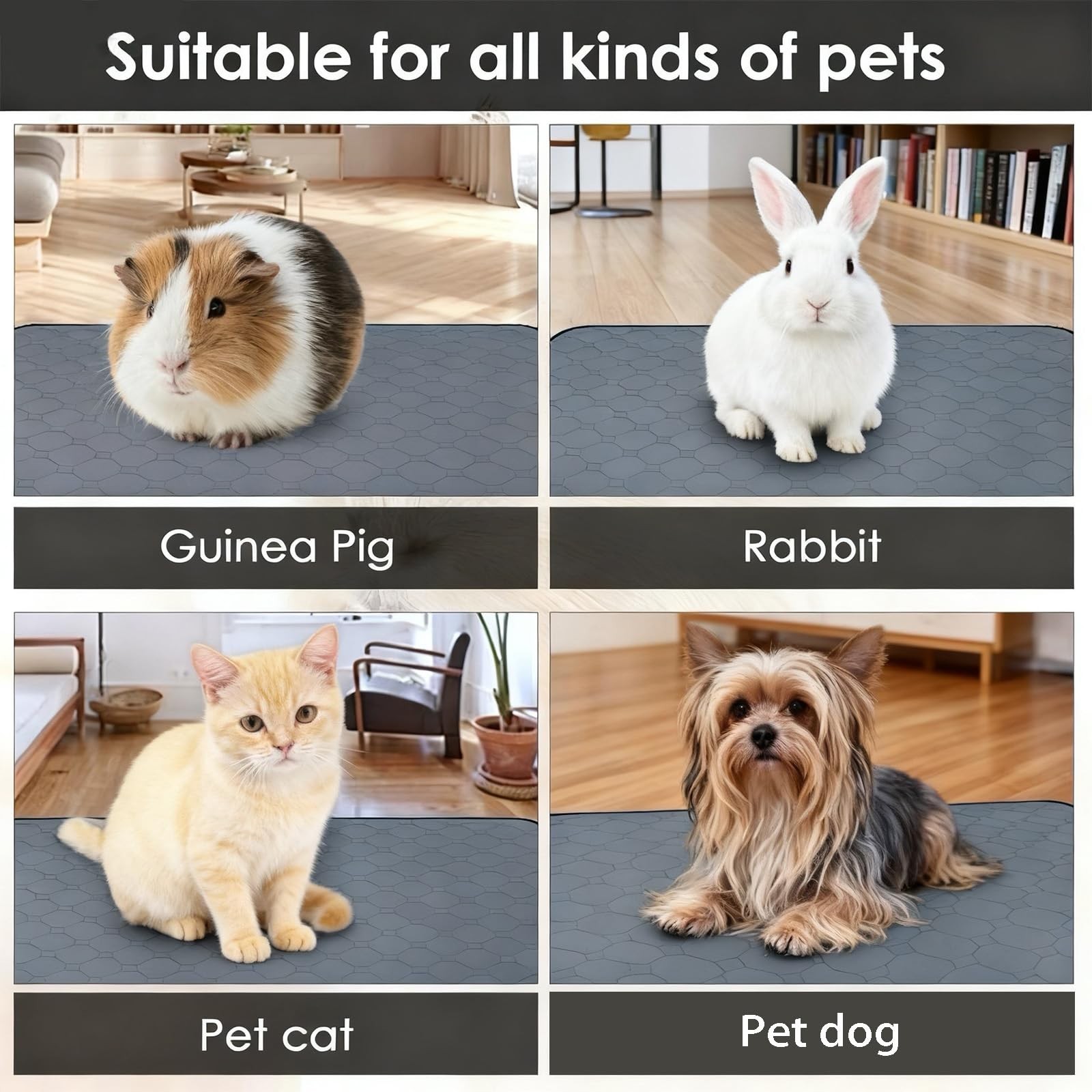 2 Pack Washable Guinea Pig Cage Liners & Pee Pads (24″x47″) – Waterproof, Sup…