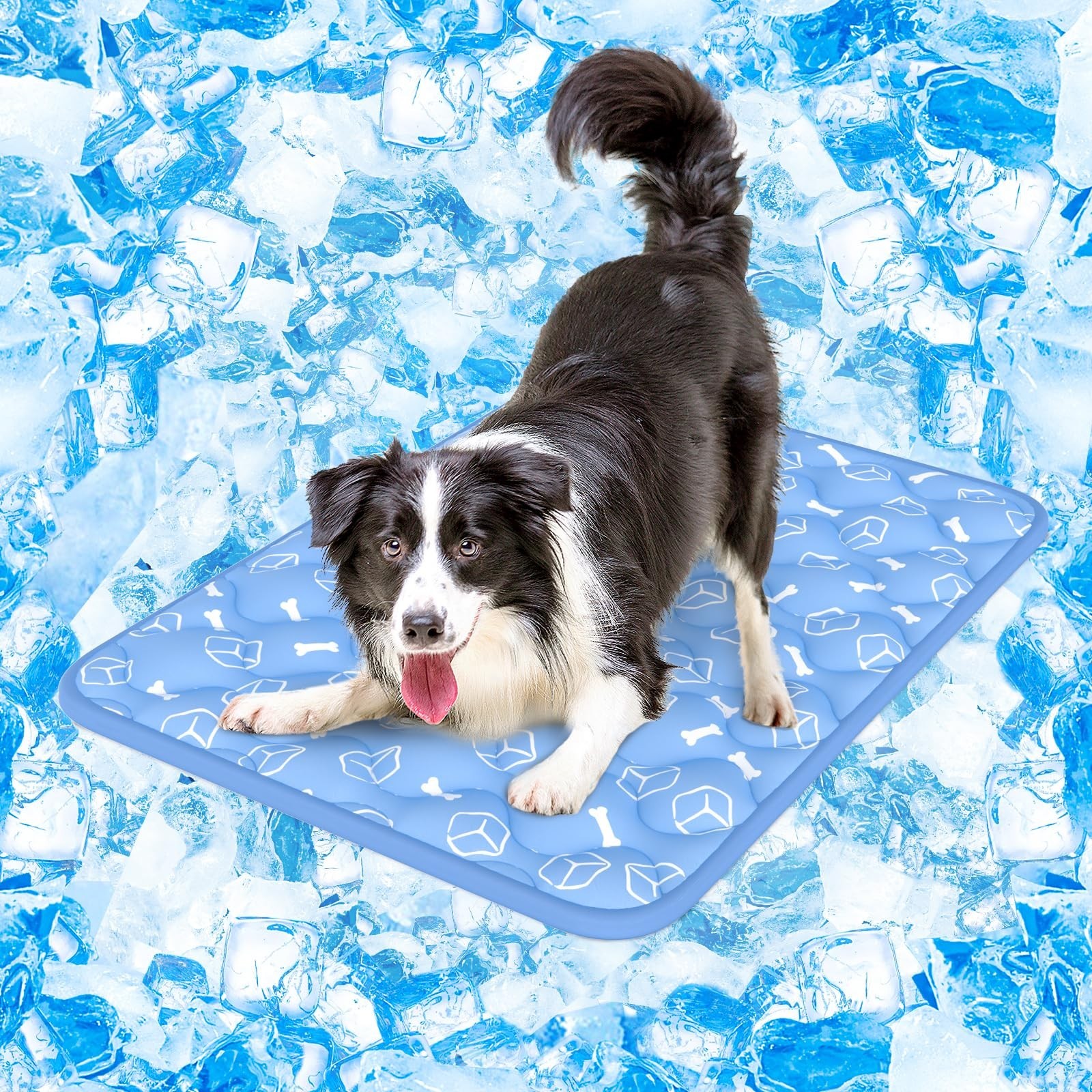 Dog Cooling Mat 2.0, Ocean Blue,36″ x 27″ Thick & Durable Cooling Mat for Lar…