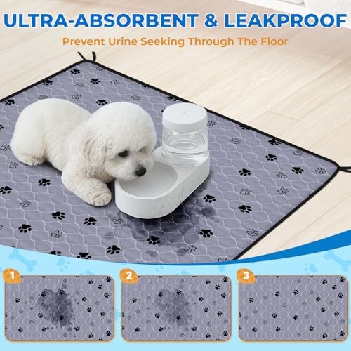 Washable Pee Pads for Dogs, 2 Pack Large 36″x41″ 36*41 Inch (Pack of 2) Gray
