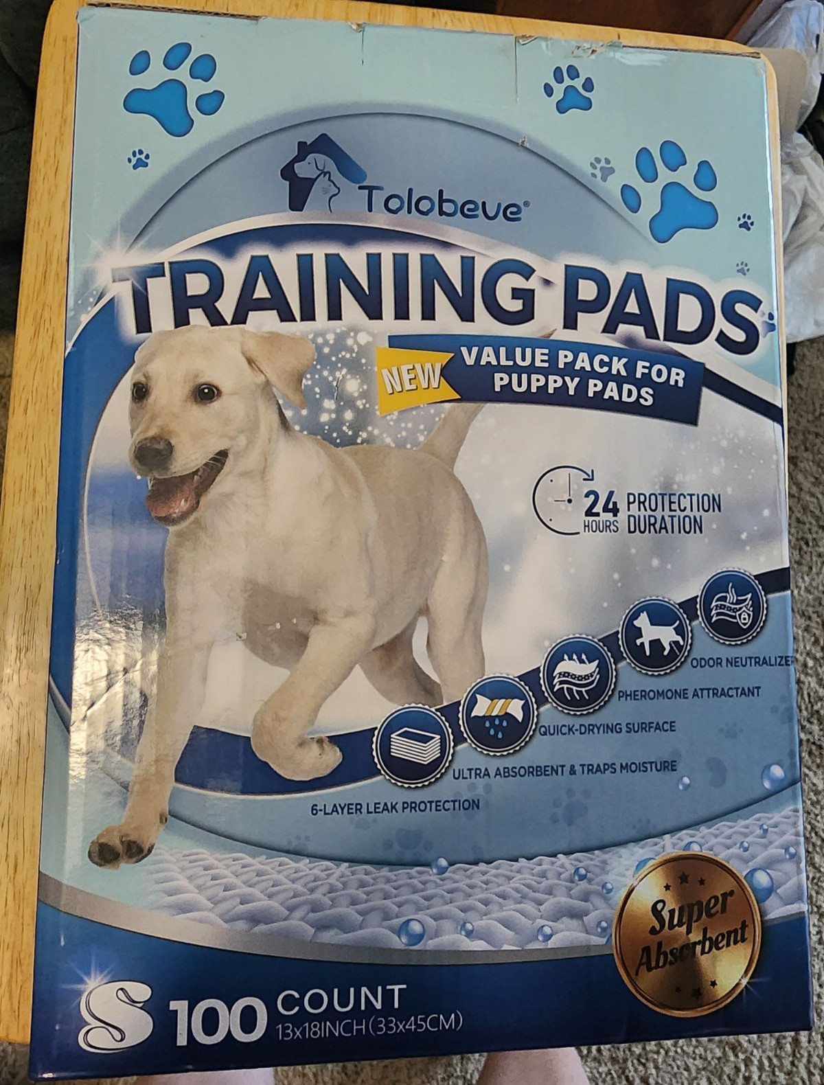 Tolobeve Training Pads 100ct 13×18 S Puppy Pads 6-Layer Leak, Odor, Pheromone