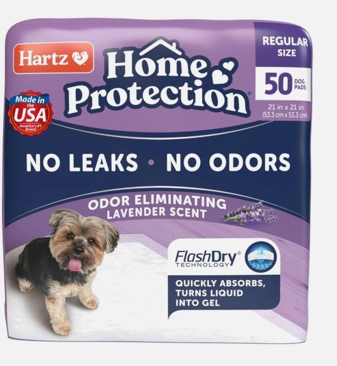 Hartz Home Protection Lavender Scented Made Dog Pads, 50 count, Super Absorbent
