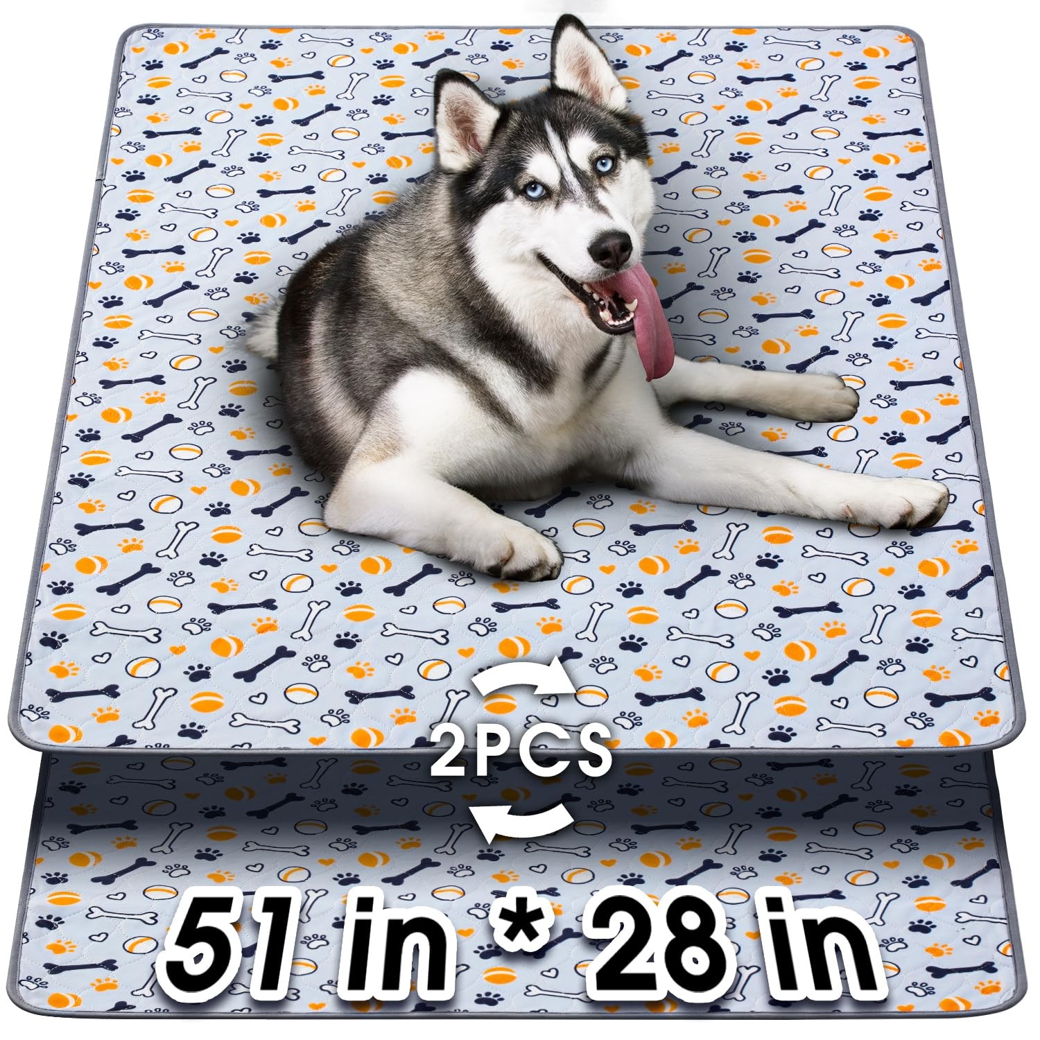 Washable Pee Pads for Dogs, 51″x28″, 2-Pack Thick Heavy Absorbency Reusable P…