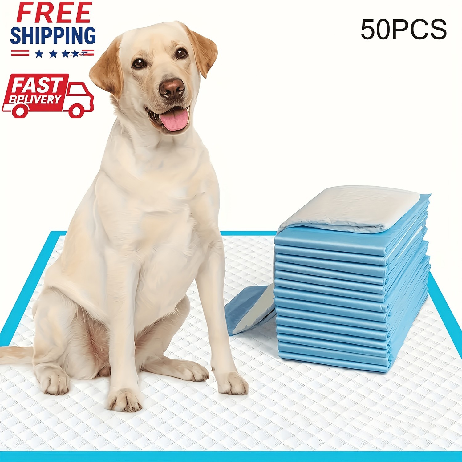 50 Count Large Dog & Cat Puppy Pee Pads – 23.6″x23.6″ Absorbent Potty Training