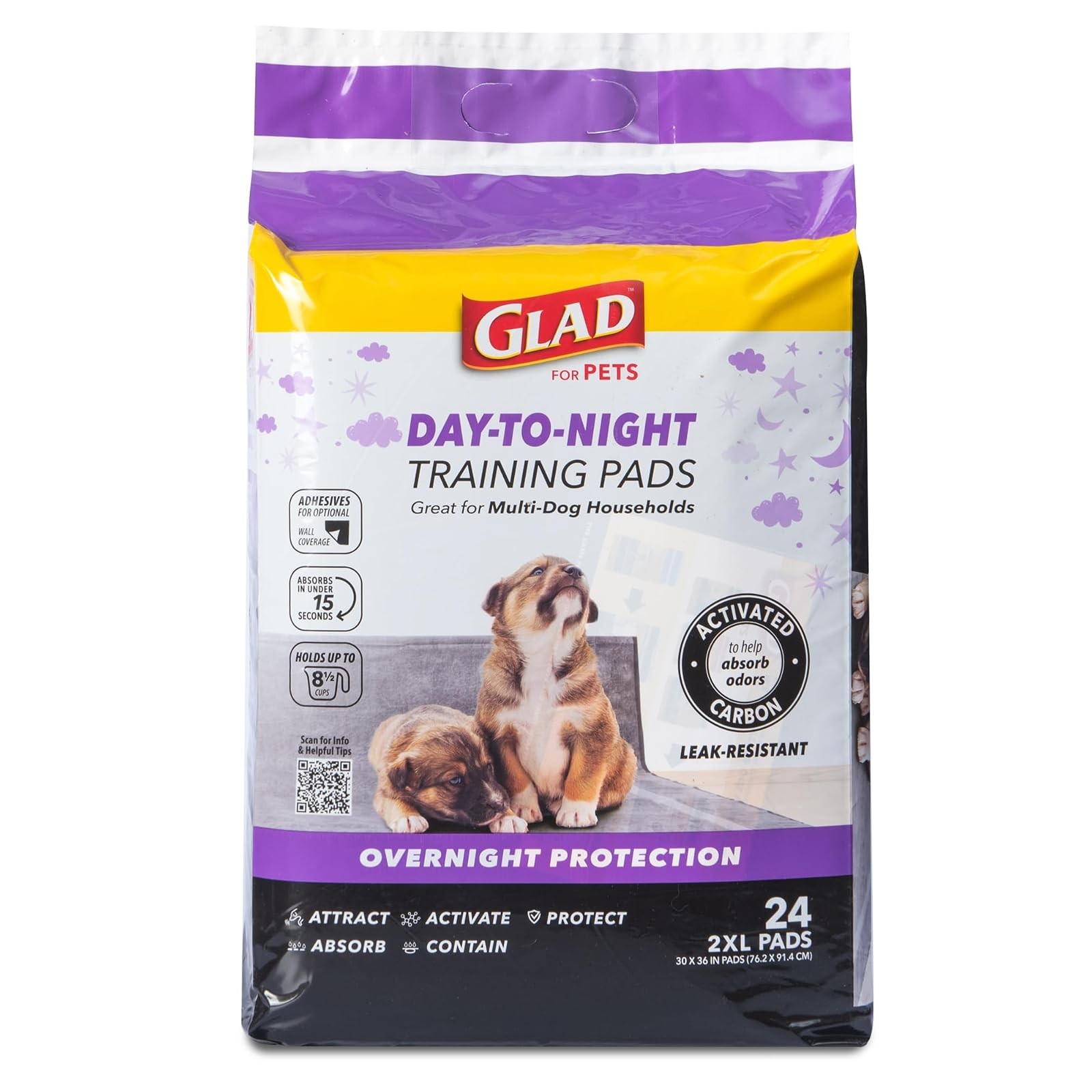 Glad Puppy Pads 24 Count 30×36 Inch Odor Control Disposable